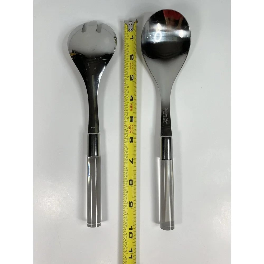 Silver 2‎ Pice Salad Server Set With Acrylic Handles Made Of N Japan